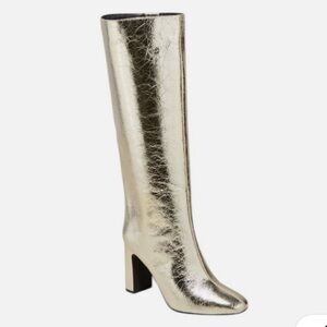 a new day Diva Stovepipe Tall Boots Metallic Gold Foil Size 8 NWT